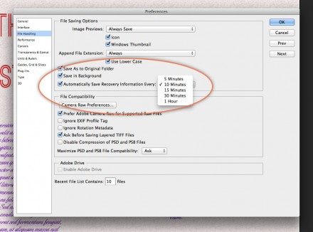 Auto-save in Photoshop CS6