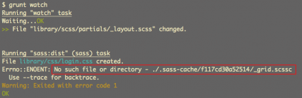 Sass cache Grunt error